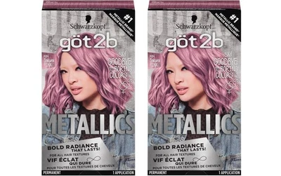 Color de cabello permanente Schwarzkopf Got2b Metallics, M84 rosa Sakura, paquete de 2 Foto 1 de 4