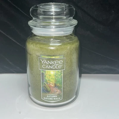 NEW-Yankee Candle AUTUMN NATURE WALK Large Jar 22oz GREEN Housewarmer - Image 1 of 4