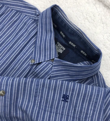 VTG Wrangler 20X Western Shirt Men 2XL Blue Stripe Pocket Logo Long Sleeve Rodeo - Image 1 of 4