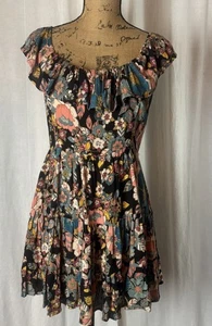 Angie Boho Floral Open Back Flowy Top Ruffle Flutter Sleeves Sz Medium - Picture 1 of 7