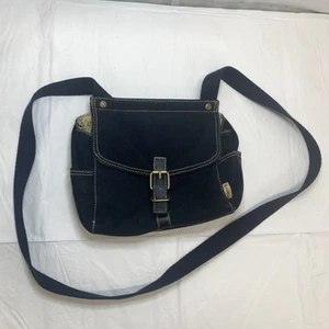 Vintage Fossil Purse Corduroy Fabric Messenger Crossbody Black Small Y2K Bag - Picture 1 of 18
