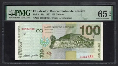 El Salvador 100 Colones 18-04-1997 P151a Uncirculated Grade 65 - Image 1 of 2