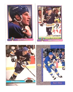 Brett Hull / Lot of 4 Cards / Topps Stadium Club, Bowman, Upper Deck / Mint - Picture 1 of 2