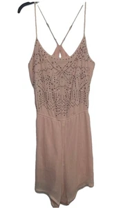 Hollister Sleeveless Studded Light Pink Romper ~ Open Racerback ~ Women’s Size L - Picture 1 of 6