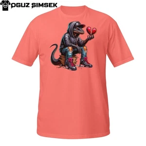 Streetwear Gecko Shirt – Sad Reptile Character Holding Red Heart - Picture 1 of 31