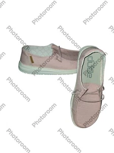 Hey Dude-Wendy-Youth Size Y2/L3 Linen Cotton Candy Light Pink Slide Ons-NEW - Picture 1 of 10