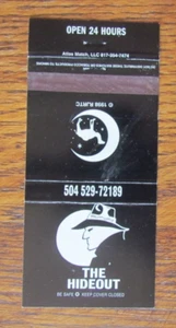 FUNDA GAY BAR CAMEL 30 MATCHBOOK: HIDEOUT NEW ORLEANS, LA VACY MATCHCOVER -B11 - Imagen 1 de 1