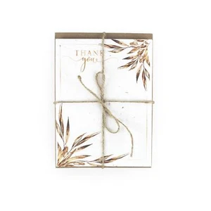Wildflower Seeded Eco-friendly Thank You Cards - 10pk Gold Leaves Notecards Set - Picture 1 of 2