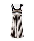 Bnwt Zara Striped Ribbon Tie Maxi Dress Uk Xs