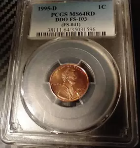 1995 D Cent DDO Double Die FS-103 PCGS MS64 Red - Picture 1 of 7