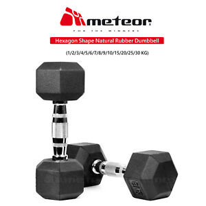 METEOR 1-30kg Pair Rubber Hex Dumbbell Fitness Gym Strength Weight Training