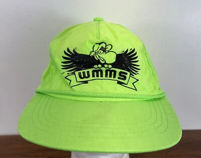 Gorra 100.7 WMMS CLEVELAND The Buzzard Radio DJ Snapback RARA Verde Neón Foto 1 de 4