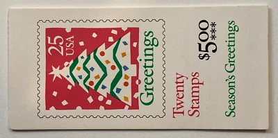 Scott #2516a Booklet Pane of 20 Stamps - 1990-25¢ "Christmas"- Free Shipping #2 - Image 1 of 3