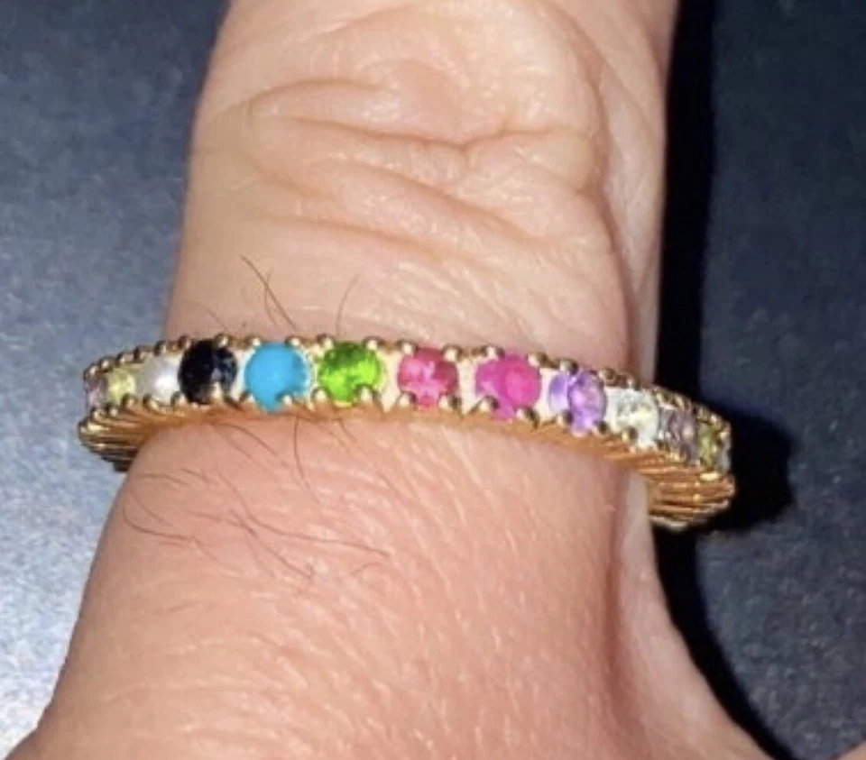 Gold-Filled Multi-Color Band Ring CZ 925k Sterling silver Stamped ring jewelry - Image 1 of 4