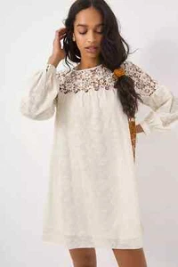 VERB Anthropologie By Pallavi Singhee Talla S Marfil Crochet Encaje Vestido Cambio ¡EXCELENTE! - Imagen 1 de 14