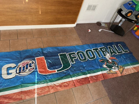 Original Miami Hurricanes Football Banner - 3β x 10β ft Miller Lite Cover