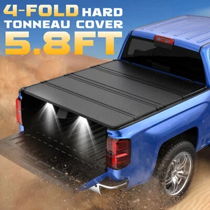 5.8FT 4-Fold Hard Tonneau Cover for 2014-18 Chevy Silverado GMC Sierra Short Bed - Picture 1 of 6