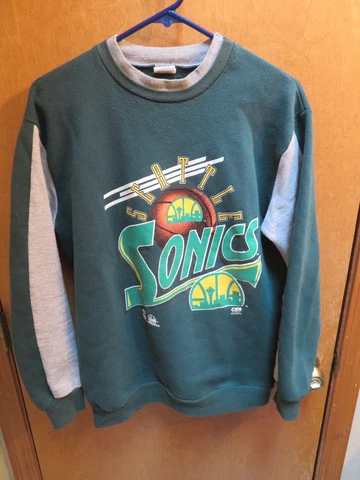 Vintage Cutler Sports Apparel Seattle Supersonics Sweater Green Size X-Large Cover