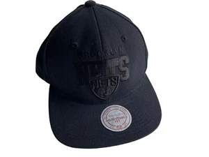 Brooklyn Nets Blackout Mitchell & Ness New Jersey Black Snapback Hat Cap - Picture 1 of 9