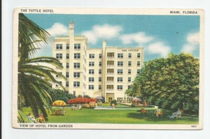 Postal Tuttle Hotel Miami Florida Vista desde el Jardín FL Sin Publicar De Colección - Imagen 1 de 2