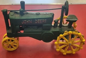 Antique Cast Iron Green & Yellow 'John Deere' colors Toy Tractor - Picture 1 of 2