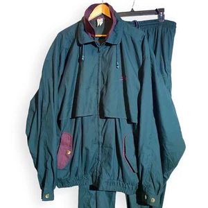 Vintage Speedo Retro Teal & Purple Tracksuit 2-Piece Windbreaker Jacket & Pants - Picture 1 of 13