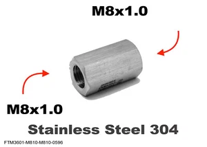 M8x1.0 Female to M8x1.0 Female Stainless Sensor Adaptor Fittings Conversion - Picture 1 of 5