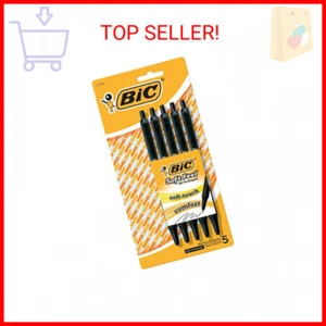 BIC Soft Feel Black Retractable Ballpoint Pens, Medium Point (1.0mm), 5-Count Pa - Picture 1 of 2