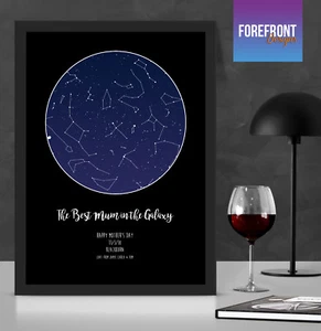 Personalised 'BEST MUM' star map perfect gift for Mother's Day/Mummy/Grandma/Mum - Picture 1 of 4