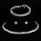 2/3pcs Luxury Round Crystal Jewelry Set Women Charm Necklace Bracelet Earring