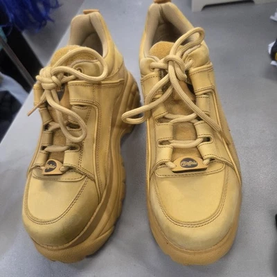 Buffalo London Clásico Talla 10 (41) Grueso Plataforma Zapatillas Camel Zapatos Y2K Foto 1 de 4