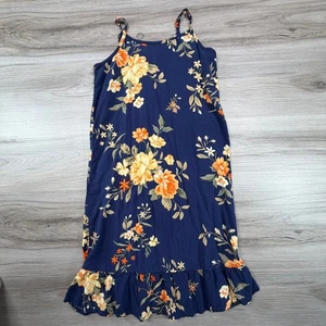 Old Navy Navy Blue Floral Print Spaghetti Strap Ruffle Hem Dress Girls XS - Picture 1 of 7