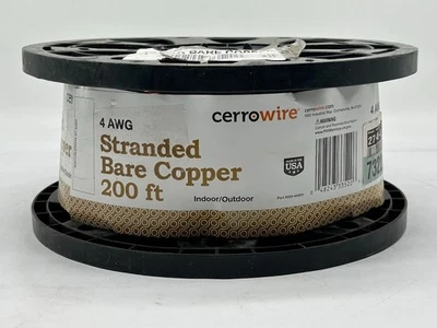 Cerrowire 200 ft. 4-Gauge Stranded Bare Copper Grounding Wire #050-4400H NEW - Image 1 of 4