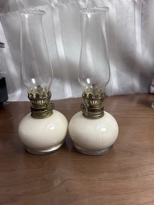 2 Small Vintage Lamplight Farms Oil Lamp Made In Italy 8" Functioning Lamps - Image 1 of 4