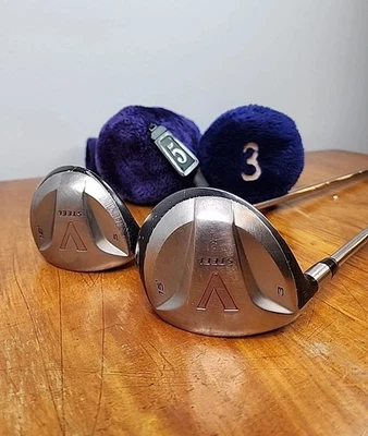 TaylorMade V Steel Fairway Woods Set 3-15* Stiff 5-18* Left Handed Golf Clubs - Image 1 of 4