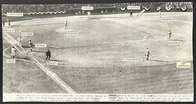 1946 Oversized Photo-Ted Williams Boston Red Sox Lays Down Bunt In World Series - Image 1 of 2