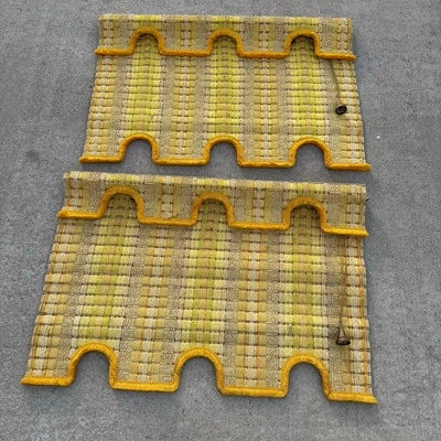 Par retro vintage MCM (2) telas WESCO telares tejidos madera artesanal cortinas para ventanas Foto 1 de 4