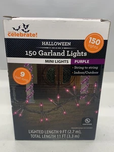Way To Celebrate Halloween Garland Mini Lights Purple 9’- 150-Count - Picture 1 of 4