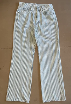 Mango Striped Straight Relaxed Jeans Women's UK 12 US 8 - Image 1 of 4