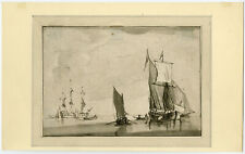 Rare Antique Master Print-SHIPS-MARINE-PRINTDRAWING-Velde-Prestel-ca. 1775