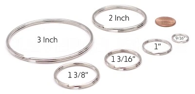 Llaveros divididos de alta resistencia - Elige tamaño/cantidad - 1" 2" 3" pulgadas - 10 25 50 100 1000 Foto 1 de 2