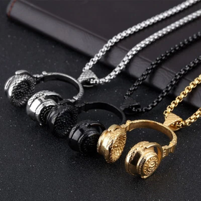 Fashion Jewelry Gold Silver Black DJ Music Headphones Pendant Necklace 1-177 - Image 1 of 4