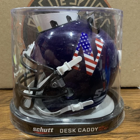 Northwestern University Wildcats (Flag Logo) NCAA Schutt Mini Helmet Desk Caddy Cover