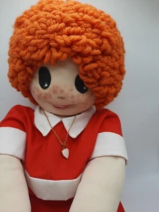Annie Doll Handmade Large In Handmade Red And White Dress Yarn Hair - Picture 1 of 8