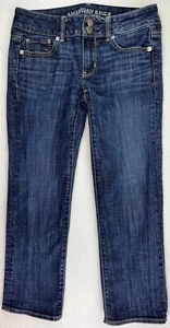 American Eagle Outfitters Women's Low Rise Artist Crop Stretch Blue Jeans Size 2 - Picture 1 of 9