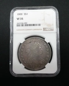 1800 Draped Bust Silver $1 Dollar - NGC VF 35 - Picture 1 of 2
