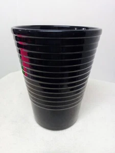 Vintage Ceramic Ribbed Black Flower Plant Pot From Germany 7" Tall 5" Diameter - Picture 1 of 9