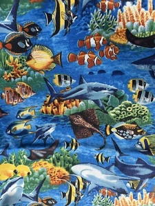 Tropical Fish Fabric Cotton Fabric BTHY 18”X 44" Great Colors! - Picture 1 of 2