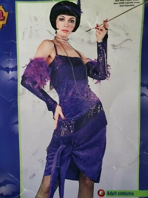 Rubies FABULOUS FLAPPER 1920s Costume Fringe Dress Feather Headband Glovelets OS - Image 1 of 4