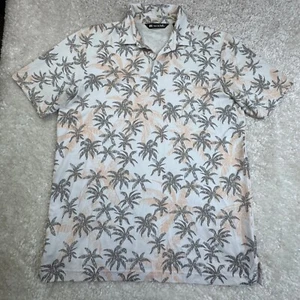 Camisa Polo Travis Mathew Para Hombre Mediana Blanca Gris Floral Golf Rendimiento Mecha - Imagen 1 de 6